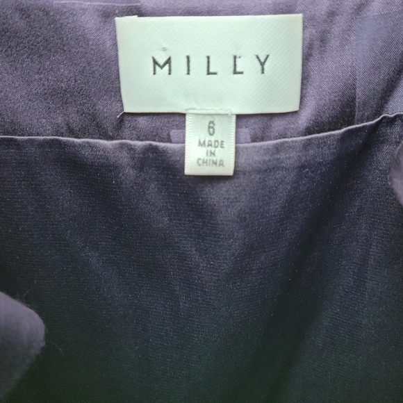 Milly Lilliana Purple Geometric Jacquard Silk-Blend Engagement Midi Dress Size 6 - Picture 8 of 9